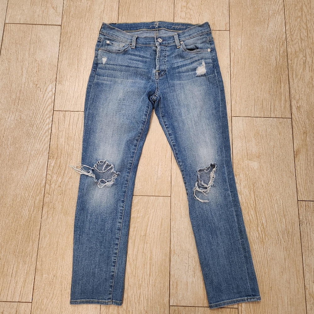 7 for all mankind josefina skinny boyfriend blue jeans size 27